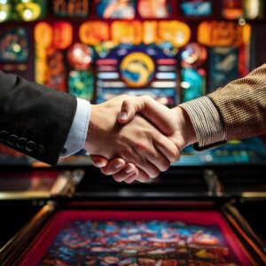 Firefly a shake of hand in front of a pinball machine 68296 (1) (1)